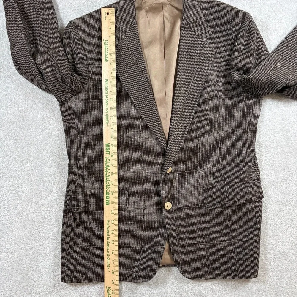 Vintage Bill Blass Brown‎ Tweed Sports Coat Mens 100% Silk Single Breasted